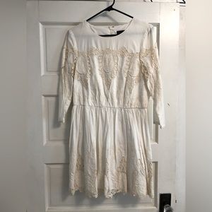 White Topshop Cotton Crochet Detail Dress US Size 8